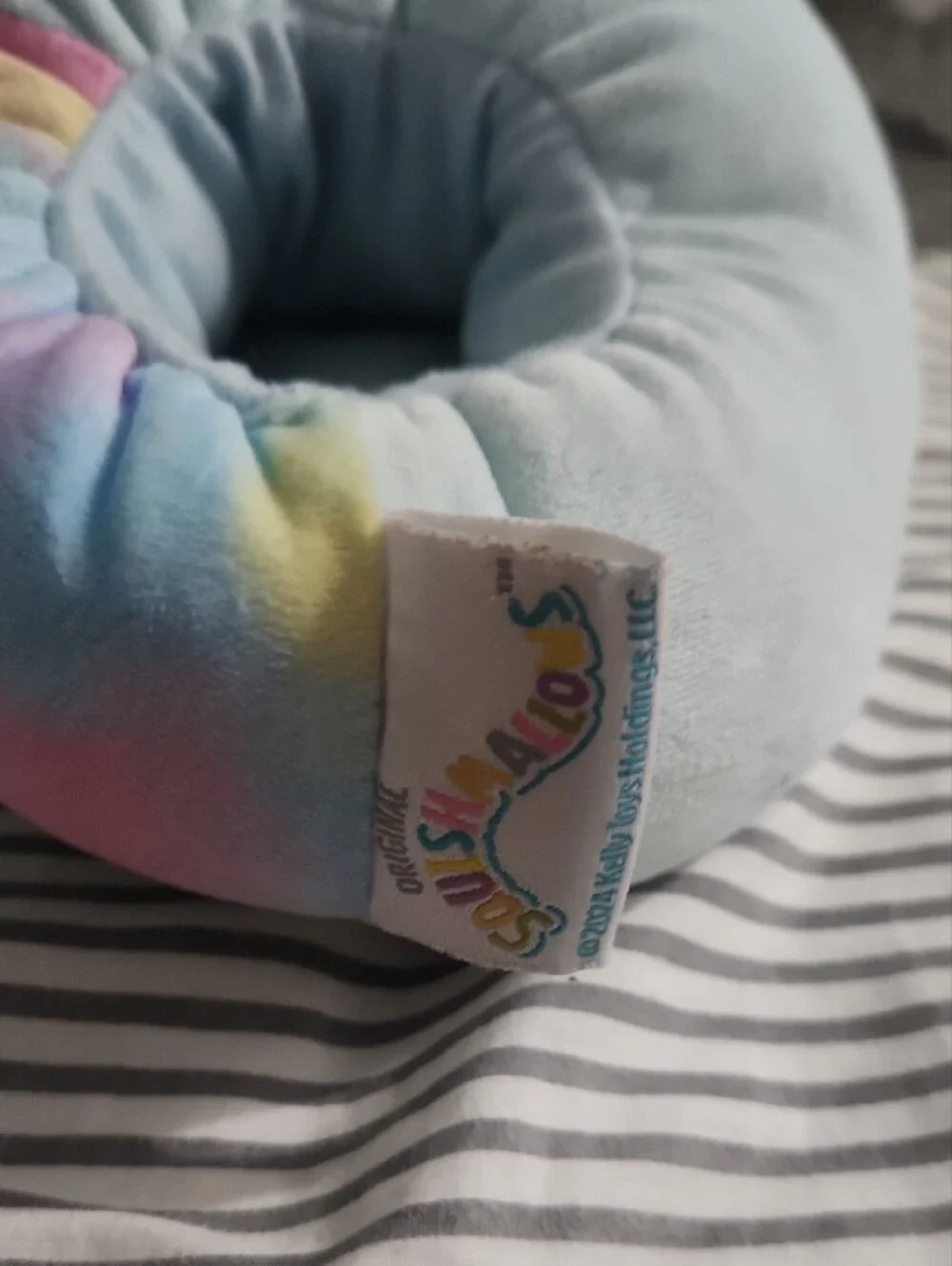 Squishmallows Light Blue Rainbow Cow Pastel Rainbow Kids Slippers